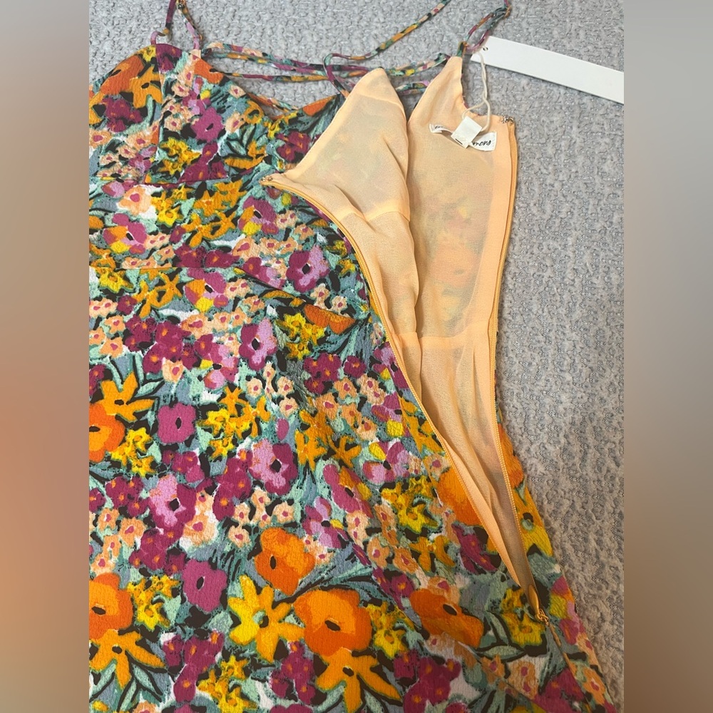 NWT For Love and Lemons Deena Floral Mini Dress Orange Pink Size XS - Picture 8 of 15